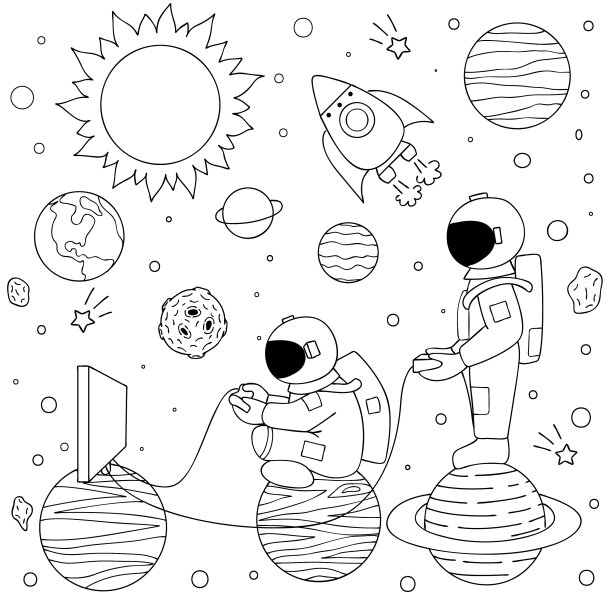 宇航员玩电子游戏图片下载