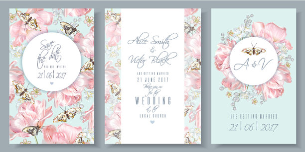 郁金香蝴蝶卡片2图片下载