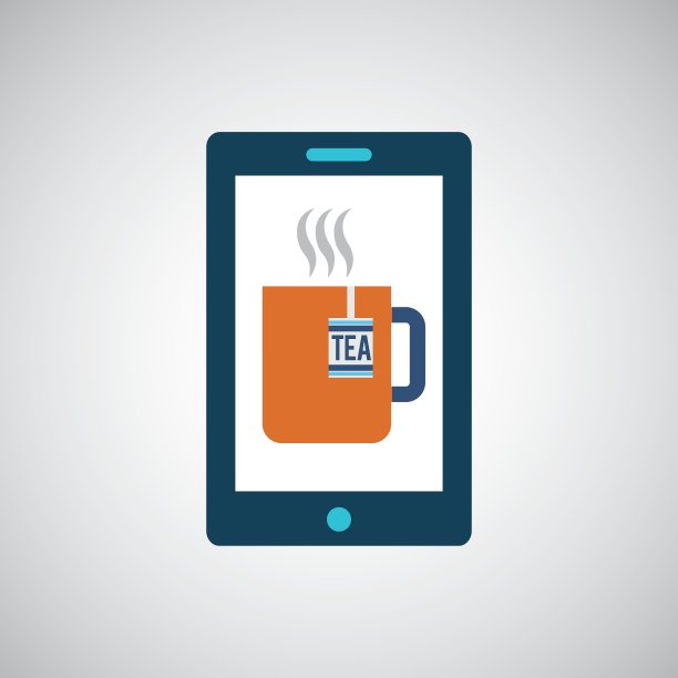 智能手机数字与茶杯热设计图片下载