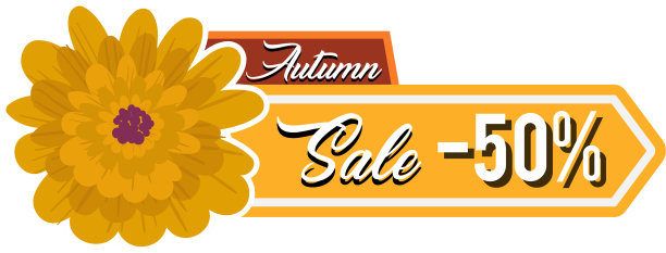 秋季销售50花橙色标签形象图片下载