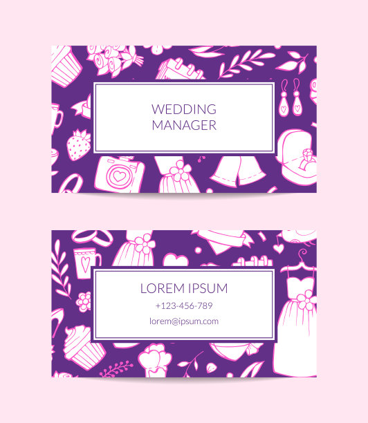 涂鸦婚礼元素的名片图片下载