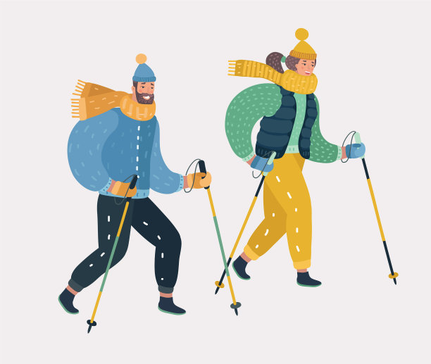 男人和女人北欧步行锻炼图片下载