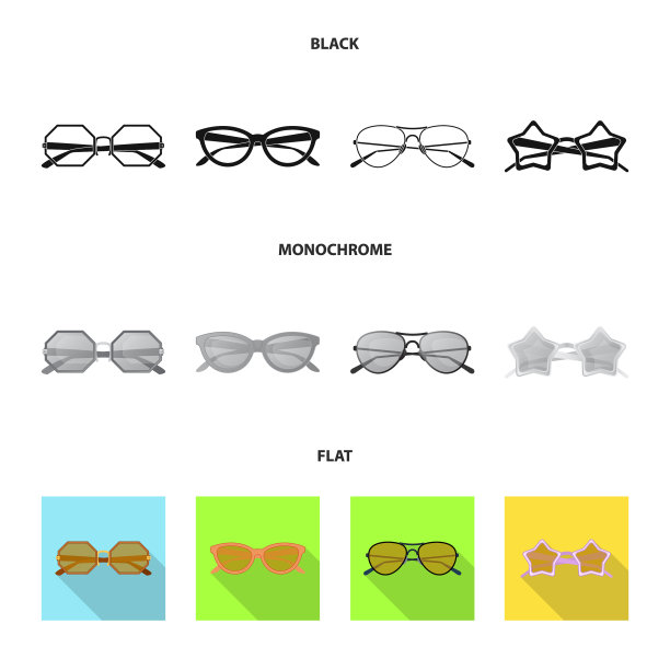 设计眼镜和太阳镜图标集图片下载