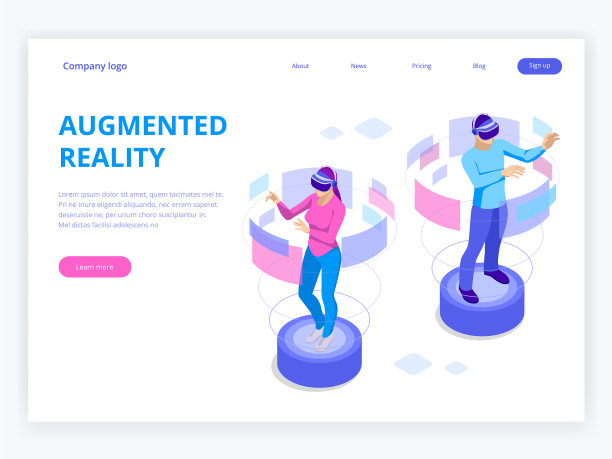 穿着虚拟现实的等距男女图片下载