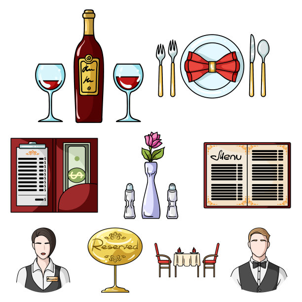 餐厅设置图标卡通风格大图片下载