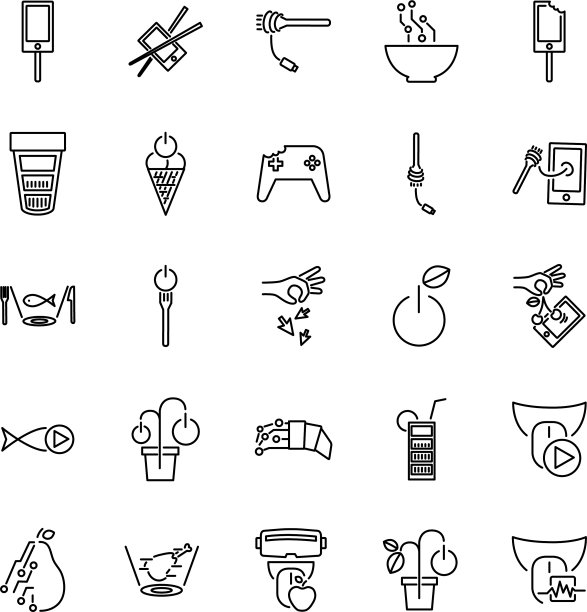 数字人工口味概念图标集合图片下载