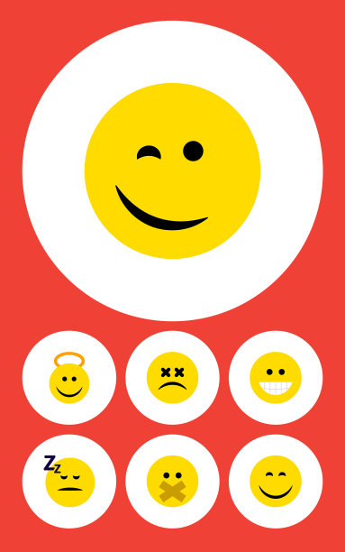 平面图标脸设置的天使睡着眨眼和图片下载