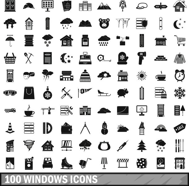 100个Windows图标设置简单风格图片下载