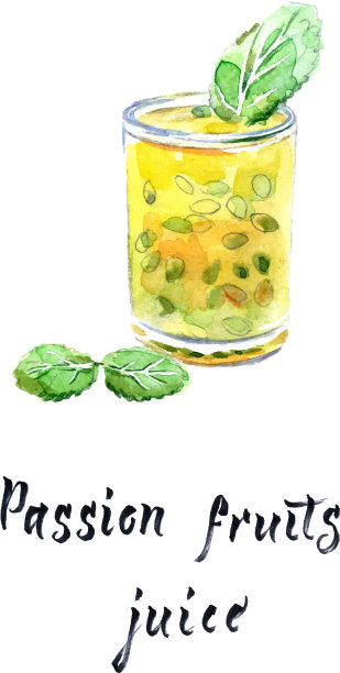 杯装百香果汁配薄荷叶图片下载