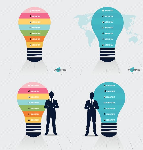 信息图设计模板灯泡与图片下载