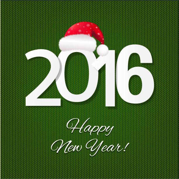 带圣诞帽的新年贺卡图片下载