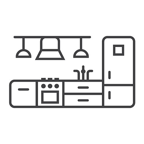 厨房家具线条图标和室内设计图片下载