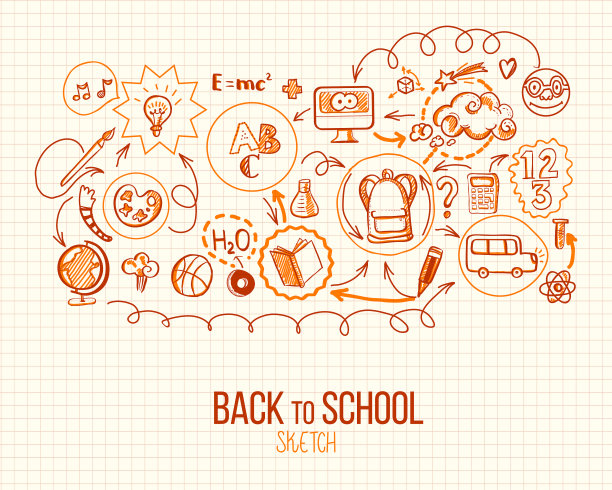 回到学校信息图表的复古风格图片下载