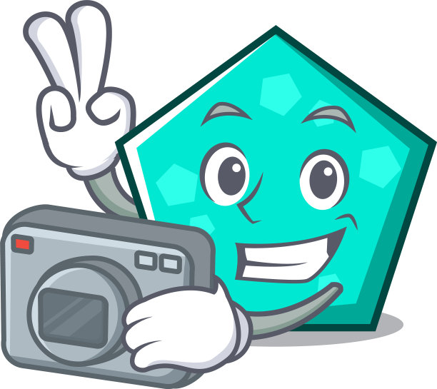 摄影师五边形吉祥物卡通风格图片下载