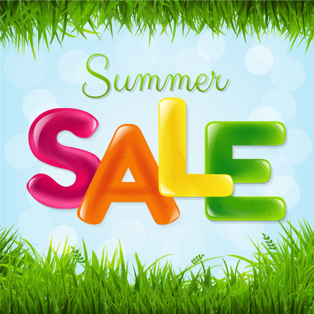 夏季销售海报与彩色文字图片下载