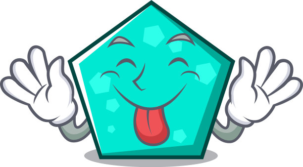 舌头伸出五边形吉祥物卡通风格图片下载