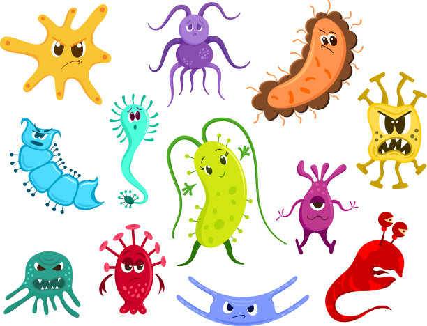 卡通搞笑微生物菌和细菌集图片下载