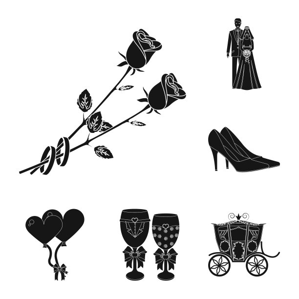 婚礼和属性黑色图标设置图片下载