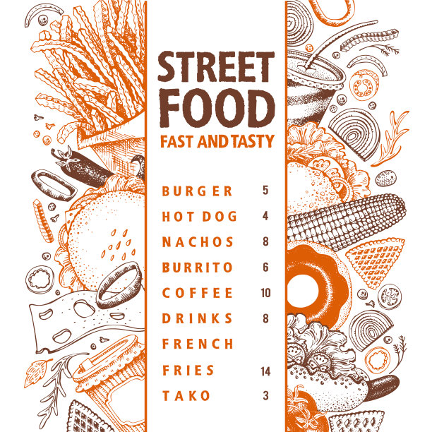 快餐手绘街道图片下载