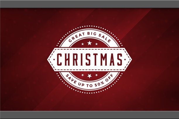 橱窗上的圣诞促销贴纸标签设计图片下载