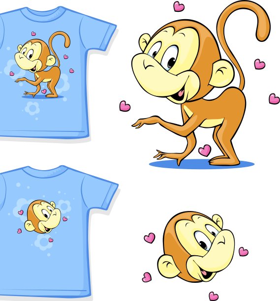 有快乐猴子图案的衬衫图片下载