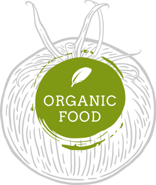 手绘番茄新鲜天然生态食品标签图片下载