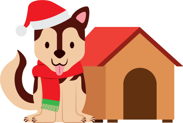 狗狗圣诞快乐卡片图片下载