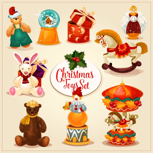 圣诞玩具和礼物盒的圣诞设计图片下载