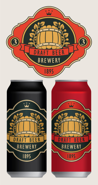 两罐啤酒的标签图片下载