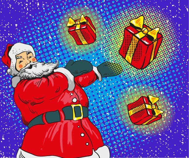 圣诞老人带着礼物进来了图片下载