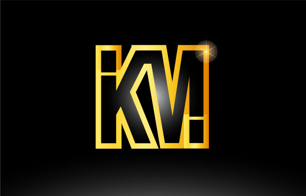 金黑色字母km km标志图片下载