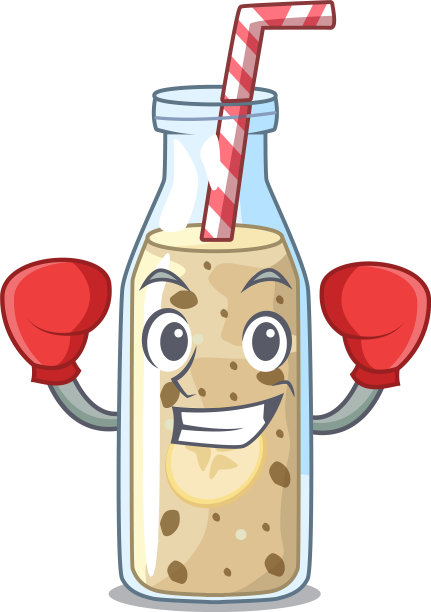拳击香蕉奶昔放在一张卡通桌子上图片下载