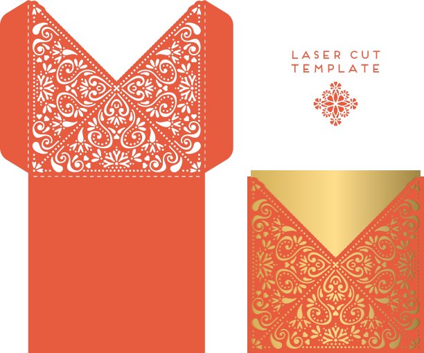 婚礼贺卡激光切割模板图片下载
