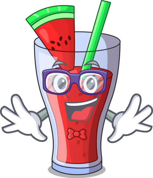 极客健康西瓜汁桌上卡通图片下载