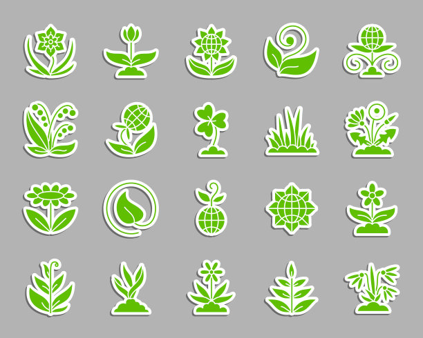 花园补丁贴纸图标集图片下载