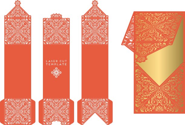 婚礼贺卡激光切割模板图片下载
