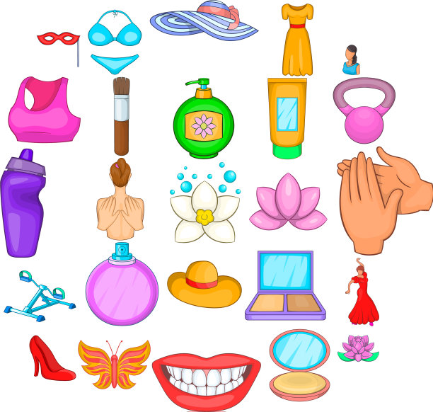 可爱的图标设置卡通风格图片下载