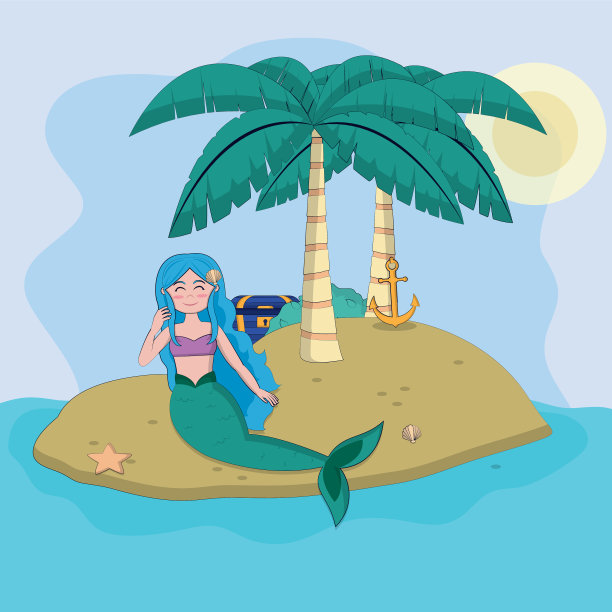 美丽而神奇的美人鱼卡通图片下载