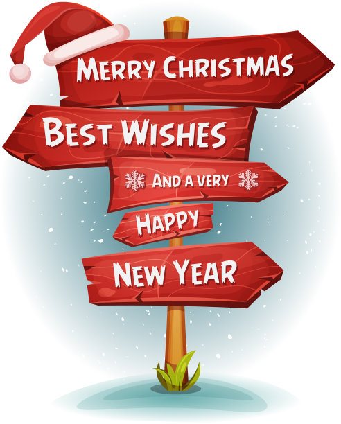 圣诞快乐木路指示牌箭头图片下载