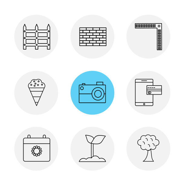 墙砖植物树摄像头移动eps图片下载