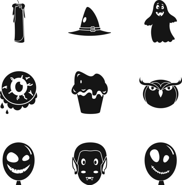 万圣节图标设置简单风格图片下载
