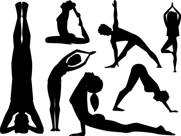瑜伽定位人物阶级黑色剪影图片下载