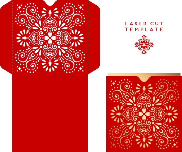婚礼贺卡激光切割模板图片下载