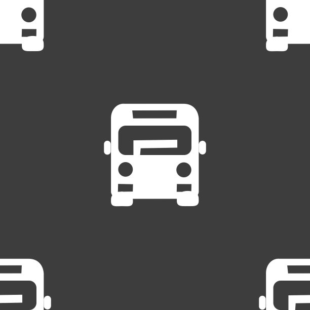 灰色背景上的公交车图标无缝图案图片下载