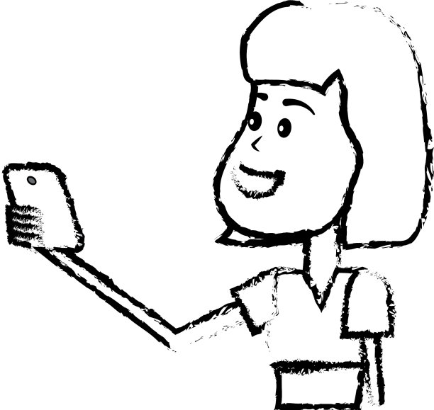 身材美女的发型和智能手机图片下载