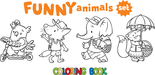 一套有趣的小动物涂色书图片下载