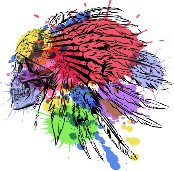 手绘美国印第安人羽毛图片下载