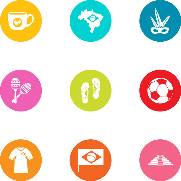 巴西利亚图标设置扁平风格图片下载