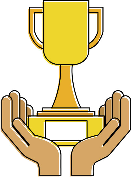手人类与奖杯冠军的图标图片下载