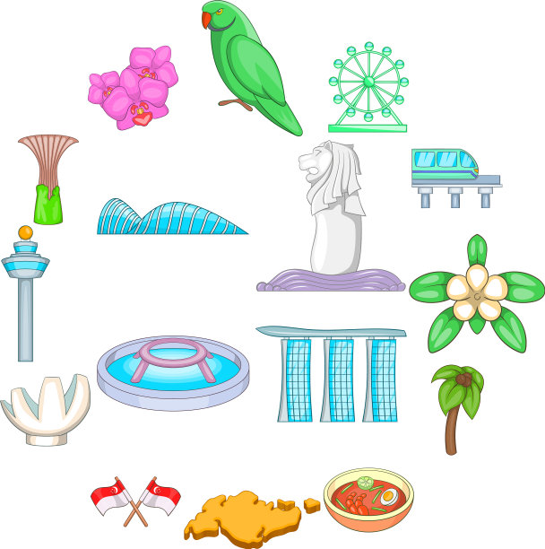 新加坡旅游偶像设定卡通风格图片下载